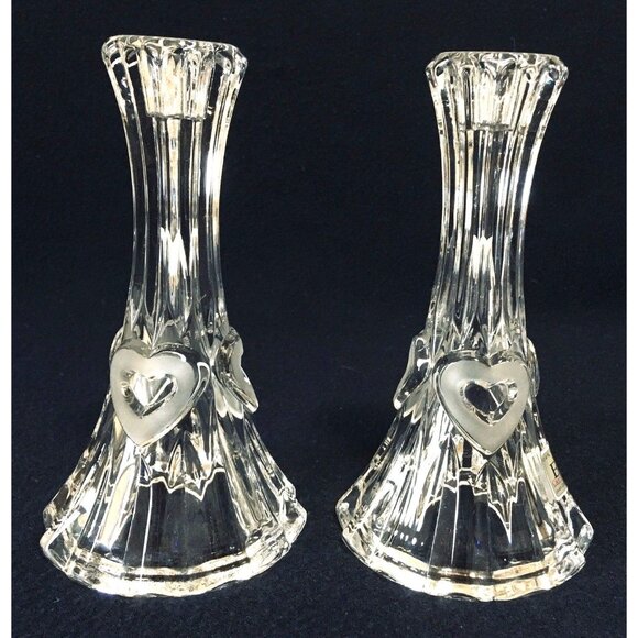 Set Of 2 EVITA Crystal Candle Holders 24% Lead Crystal Vintage 6.5*3.5" Germany - Picture 3 of 8